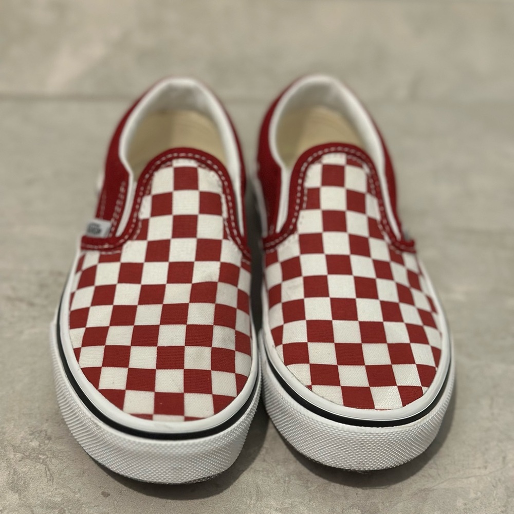 Vans Kids Classic Slip-On Checkerboard Red & White